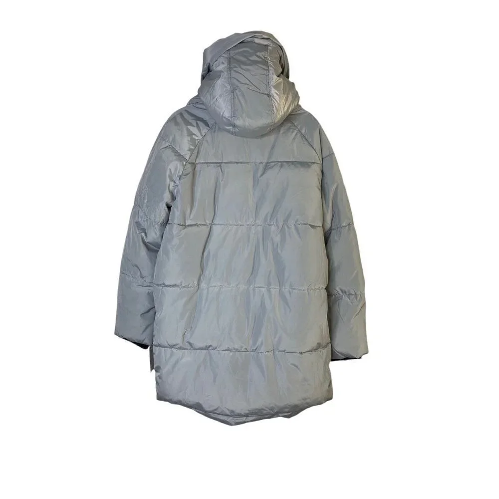 Bagatelle Sport Womens Grey Utility Faux Shearling Lined Hood Puffer‎ Coat SZ M